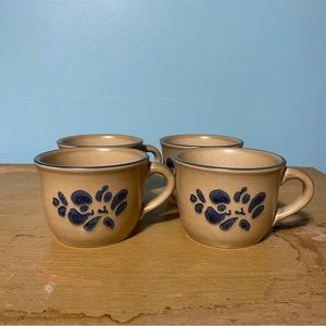 Pfaltzgraff Folk Art Coffee Tea Cup Mug Vintage Set of 4